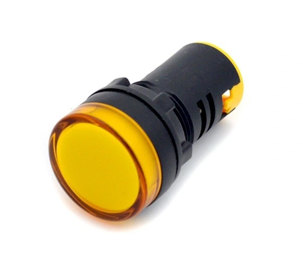 Qn 22mm Flat Round Head Screw Terminal Plastic Material Yellow Illuminated Signal Indicator