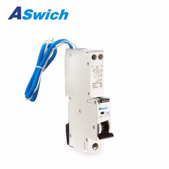 CE Certificates Aswich Residual Current RCBO 2 Pole AC Electronics Miniature Circuit Breaker Device 6A-40A
