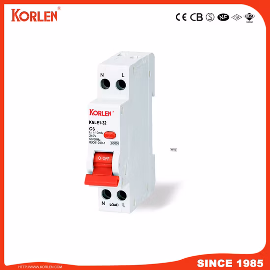 High Quality Mini RCBO Knbl1-32 1p+N 6A~32A with Overloda Protection 50Hz 30mA